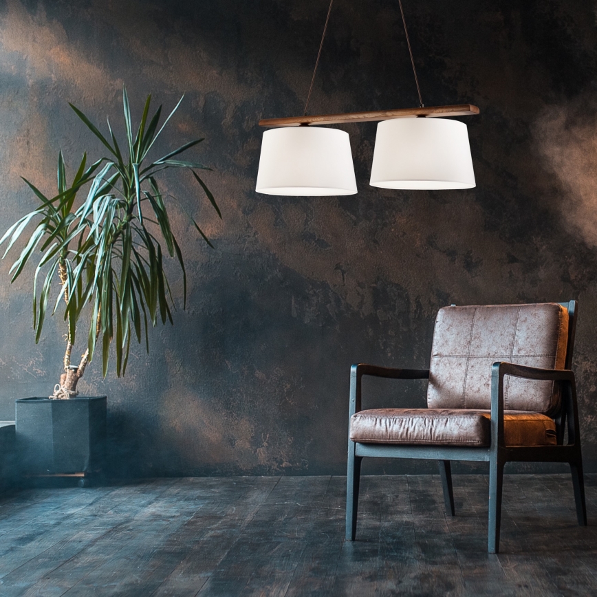 Lampadario sospeso a cavo AIDA 2xE27/60W/230V, Ø 35 cm, rovere/noce