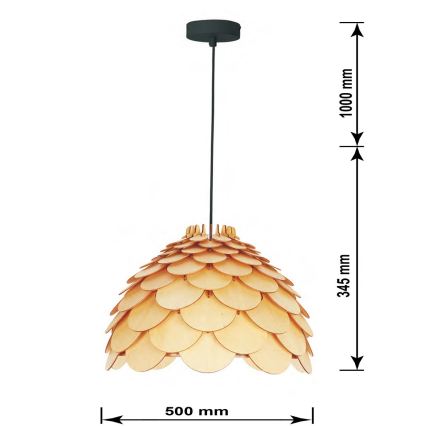 Lampadario sospeso a cavo BURGO 1xE27/60W/230V diam. 50 cm