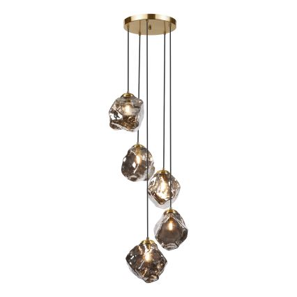Lampadario sospeso a cavo CRISTAL 5xE14/15W/230V ottone/nero fumé