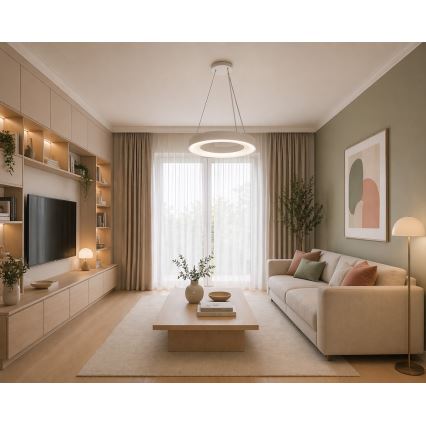 Lampadario sospeso a cavo DRAX LED/32W/230V 4000K Ø 38 cm bianco