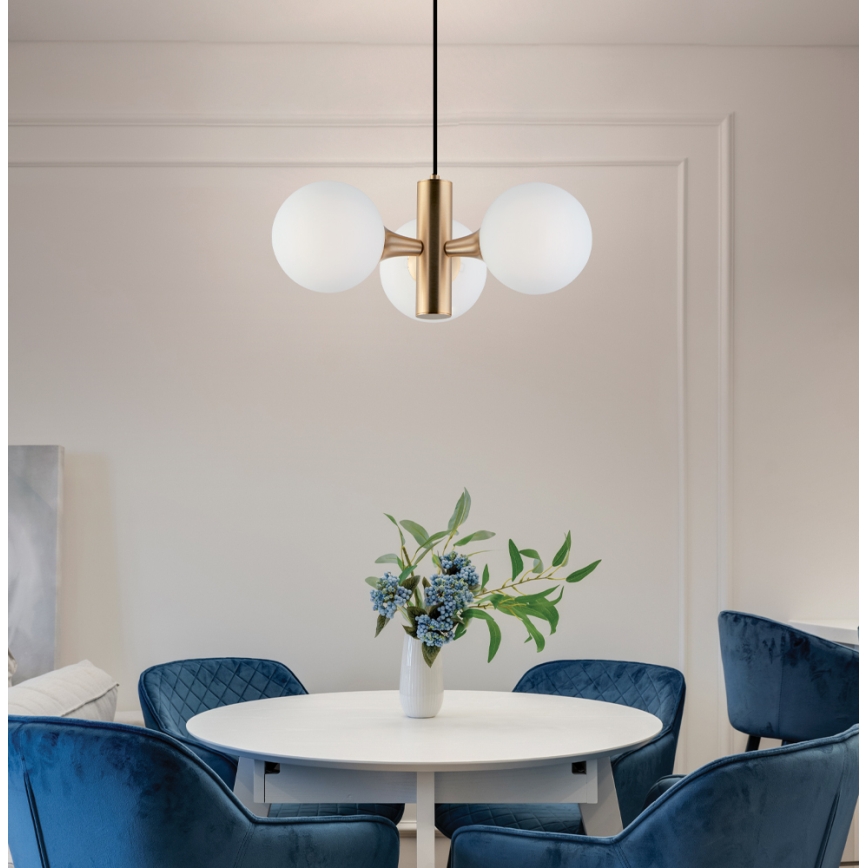 Lampadario sospeso a cavo GLOBE 3xE14/7W/230V dorato