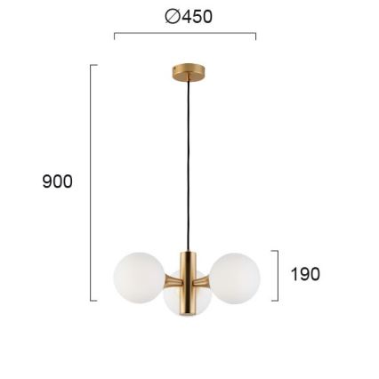 Lampadario sospeso a cavo GLOBE 3xE14/7W/230V dorato