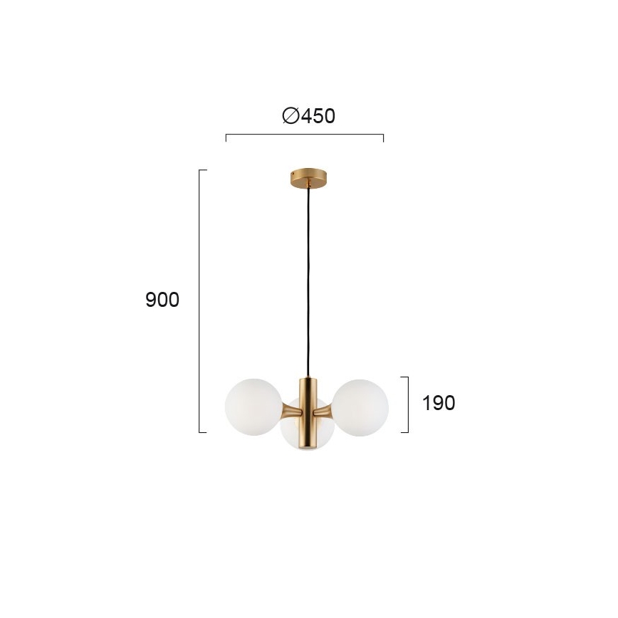 Lampadario sospeso a cavo GLOBE 3xE14/7W/230V dorato