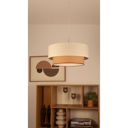 Lampadario sospeso a cavo NATIA 1x E27/60W/230V, Ø 45 cm, bianco/marrone