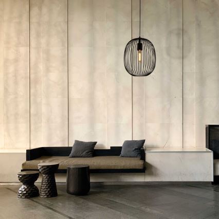 Lampadario sospeso a cavo OVELLA 1xE27/15W/230V diam. 34 cm nero