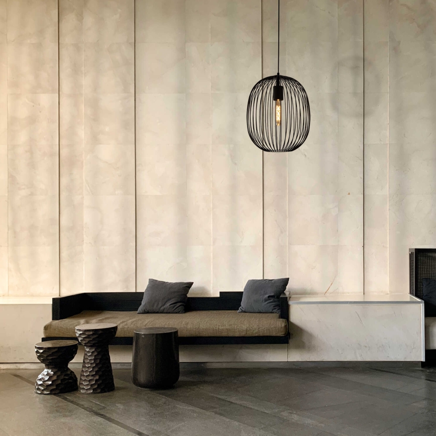 Lampadario sospeso a cavo OVELLA 1xE27/15W/230V diam. 34 cm nero