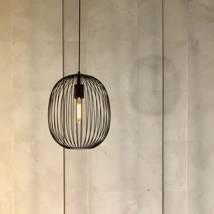Lampadario sospeso a cavo OVELLA 1xE27/15W/230V diam. 34 cm nero
