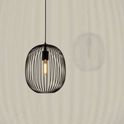 Lampadario sospeso a cavo OVELLA 1xE27/15W/230V diam. 34 cm nero