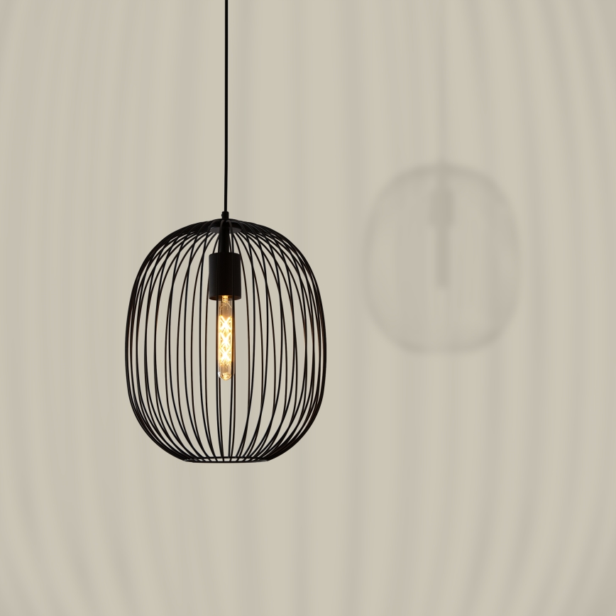 Lampadario sospeso a cavo OVELLA 1xE27/15W/230V diam. 34 cm nero