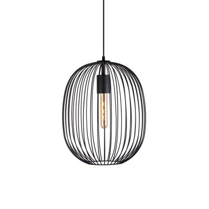 Lampadario sospeso a cavo OVELLA 1xE27/15W/230V diam. 34 cm nero