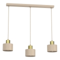 Lampadario sospeso a cavo PARKLA 3xE27/15W/230V beige/oro
