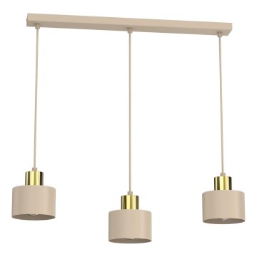 Lampadario sospeso a cavo PARKLA 3xE27/15W/230V beige/oro