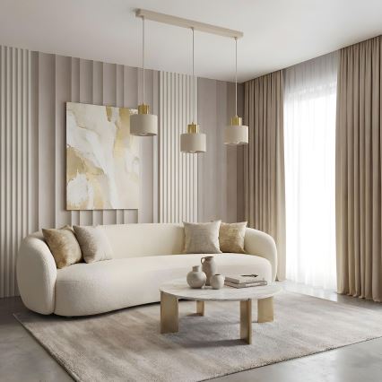 Lampadario sospeso a cavo PARKLA 3xE27/15W/230V beige/oro