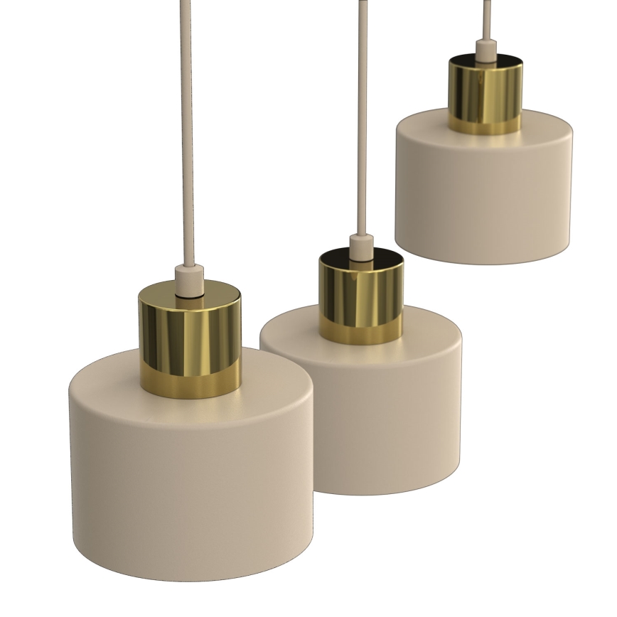 Lampadario sospeso a cavo PARKLA 3xE27/15W/230V beige/oro