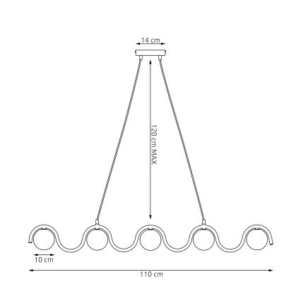 Lampadario sospeso a cavo SINUS 5xG9/8W/230V bianco