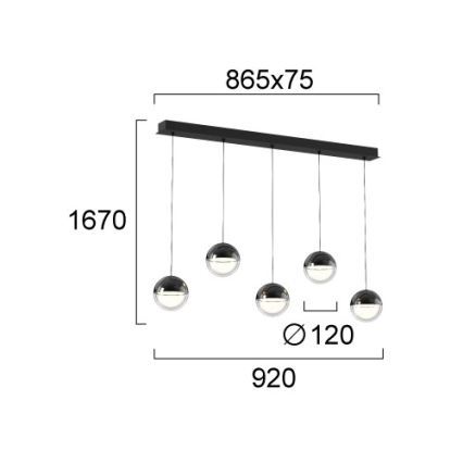 Lampadario sospeso a cavo ZIREA LED/30W/230V nero