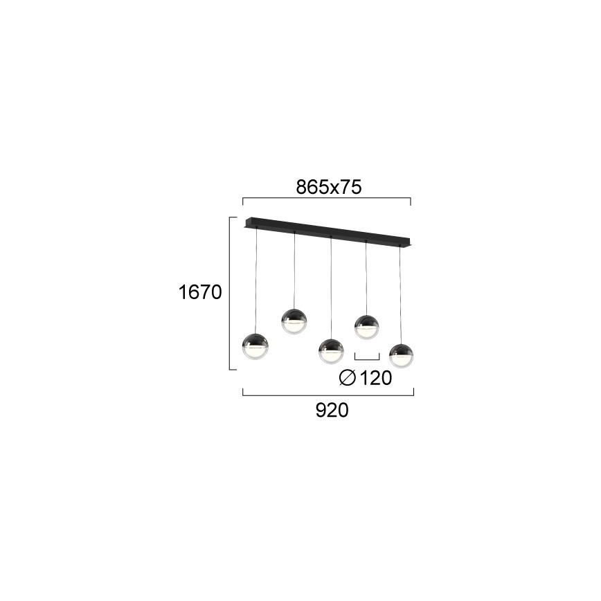 Lampadario sospeso a cavo ZIREA LED/30W/230V nero