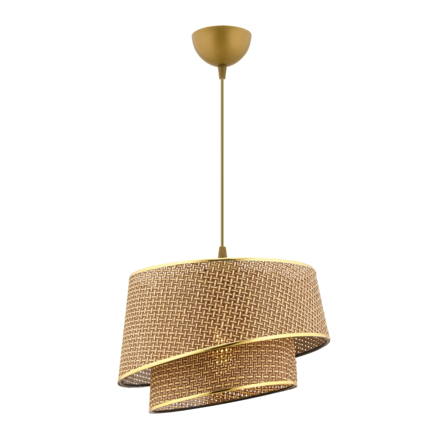 Lampadario sospeso BARETTE 1xE27/60W/230V marrone/oro