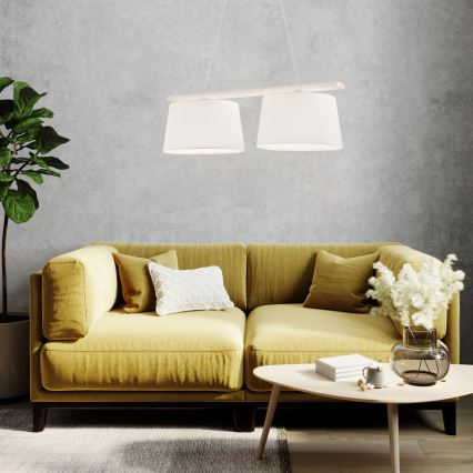 Lampadario sospeso con cavo AIDA 2xE27/60W/230V diam. 35 cm rovere/bianco