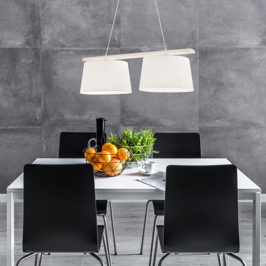 Lampadario sospeso con cavo AIDA 2xE27/60W/230V diam. 35 cm rovere/bianco