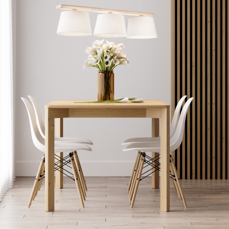 Lampadario sospeso con cavo AIDA 3xE27/60W/230V Ø 25 cm rovere/bianco