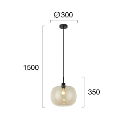 Lampadario sospeso con cavo ALAN 1xE27/40W/230V, finitura beige fumé/nero