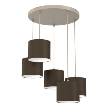 Lampadario sospeso con cavo ARDEN 5xE27/15W/230V beige/marrone