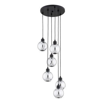 Lampadario sospeso con cavo ARVENE 6xE27/15W/230V nero/cromo lucido