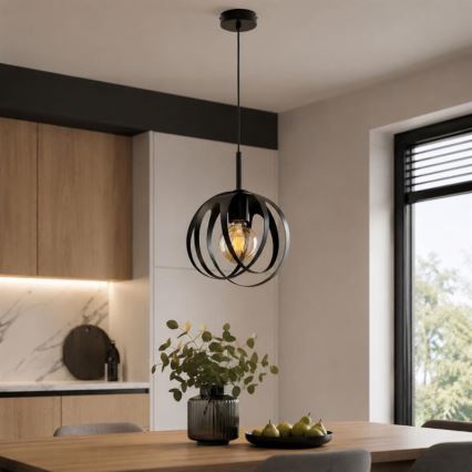 Lampadario sospeso con cavo ASANI 1xE27/15W/230V nero