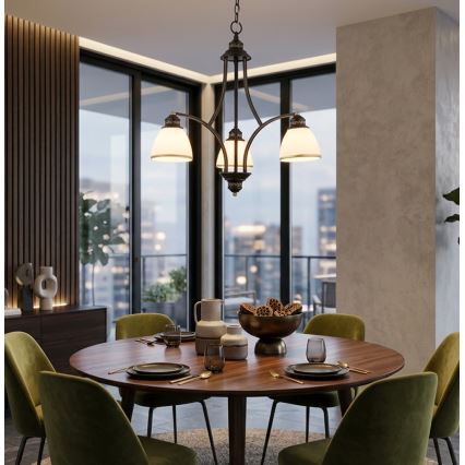 Lampadario sospeso con cavo CLAIR 3xE27/60W/230V Ø 58 cm, colore bronzo