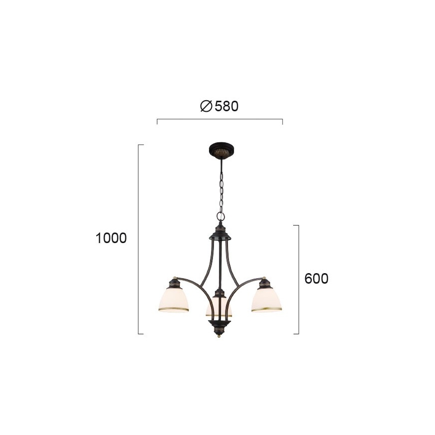 Lampadario sospeso con cavo CLAIR 3xE27/60W/230V Ø 58 cm, colore bronzo