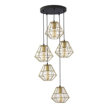 Lampadario sospeso con cavo DIAMOND 5xE27/15W/230V nero/oro