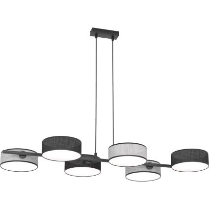 Lampadario sospeso con cavo DRUMZ 6xE14/10W/230V nero/grigio