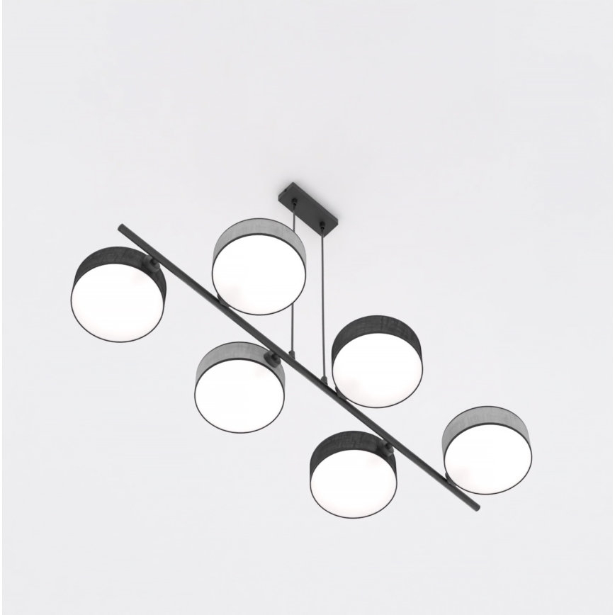 Lampadario sospeso con cavo DRUMZ 6xE14/10W/230V nero/grigio