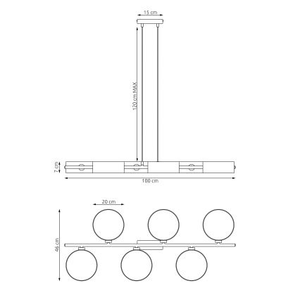Lampadario sospeso con cavo DRUMZ 6xE14/10W/230V nero/grigio