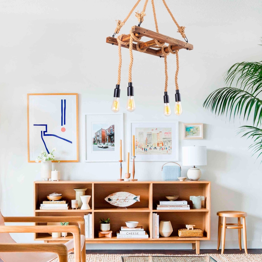 Lampadario sospeso con cavo EREBOS 4xE27/40W/230V marrone