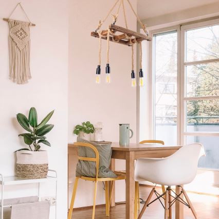 Lampadario sospeso con cavo EREBOS 4xE27/40W/230V marrone