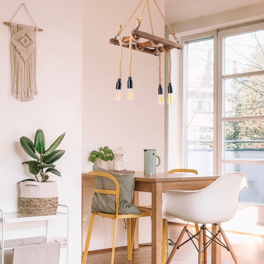 Lampadario sospeso con cavo EREBOS 4xE27/40W/230V marrone