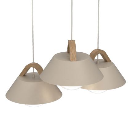 Lampadario sospeso con cavo FUNDA 3xE27/15W/230V beige