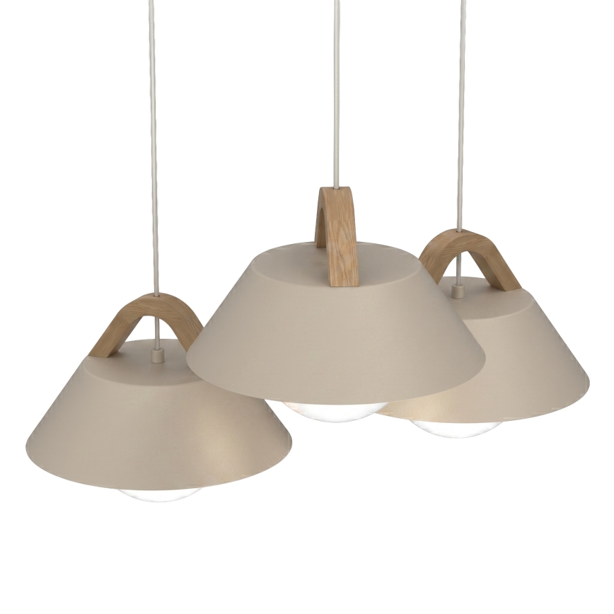 Lampadario sospeso con cavo FUNDA 3xE27/15W/230V beige