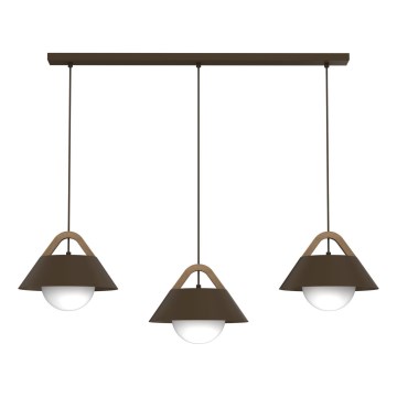 Lampadario sospeso con cavo FUNDA 3xE27/15W/230V marrone