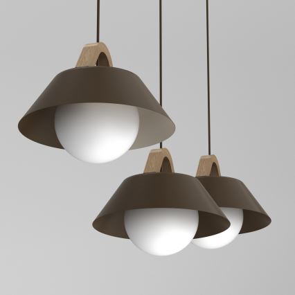 Lampadario sospeso con cavo FUNDA 3xE27/15W/230V marrone