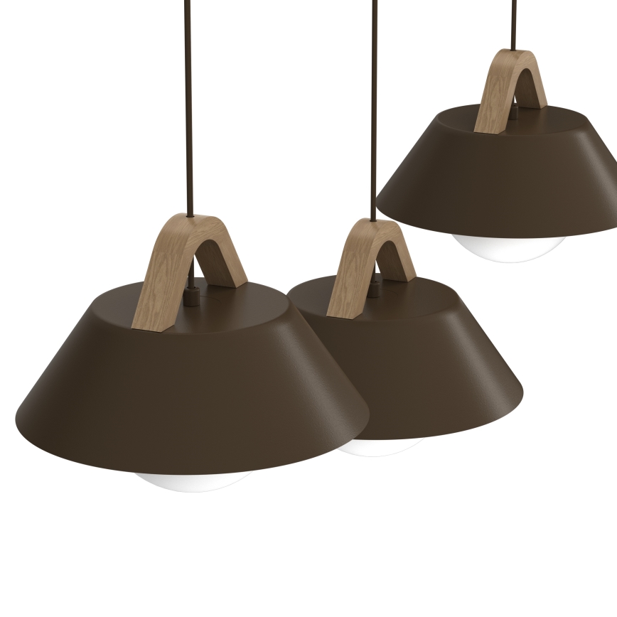 Lampadario sospeso con cavo FUNDA 3xE27/15W/230V marrone