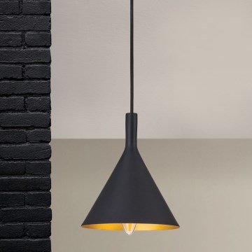 Lampadario sospeso con cavo GUNDA 1xE14/40W/230V Ø 16,5 cm nero/oro
