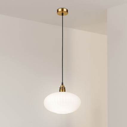 Lampadario sospeso con cavo HECTOR 1xE27/15W/230V, bianco/ottone, Ø 30 cm