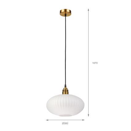 Lampadario sospeso con cavo HECTOR 1xE27/15W/230V, bianco/ottone, Ø 30 cm