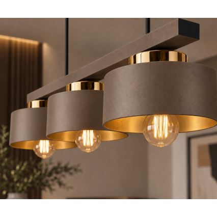 Lampadario sospeso con cavo IGNIA 3xE27/60W/230V marrone/oro