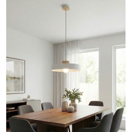 Lampadario sospeso con cavo KIVI 1xE27/15W/230V bianco