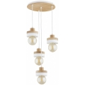Lampadario sospeso con cavo LARSO 4xE27/15W/230V bianco/beige