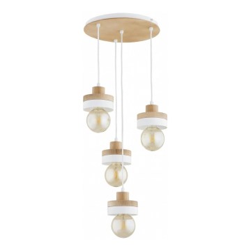Lampadario sospeso con cavo LARSO 4xE27/15W/230V bianco/beige
